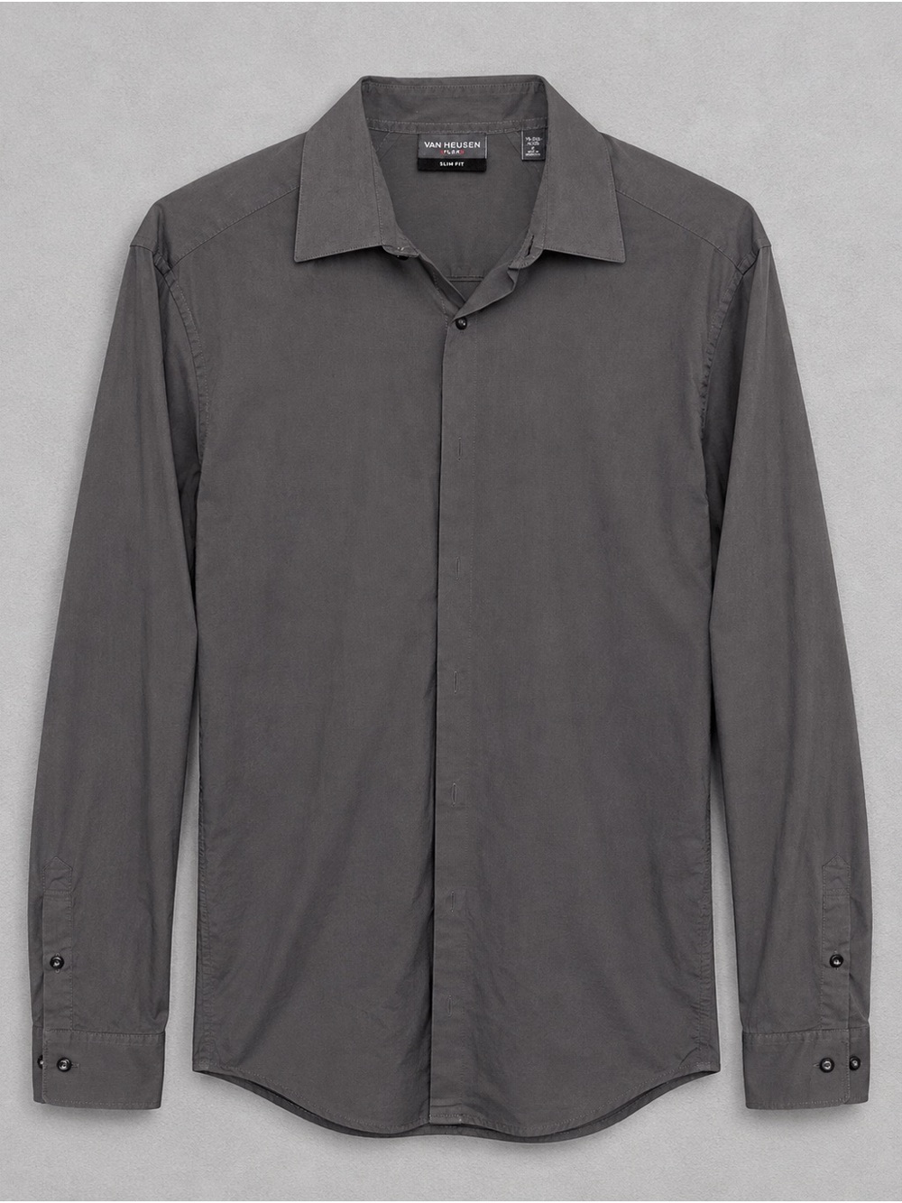 Van Heusen Flex Slim Fit Button Down Shirt Mens Medium Dark Gray